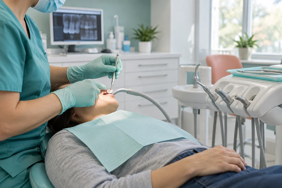 Dentist treating a walk-in emergency patient