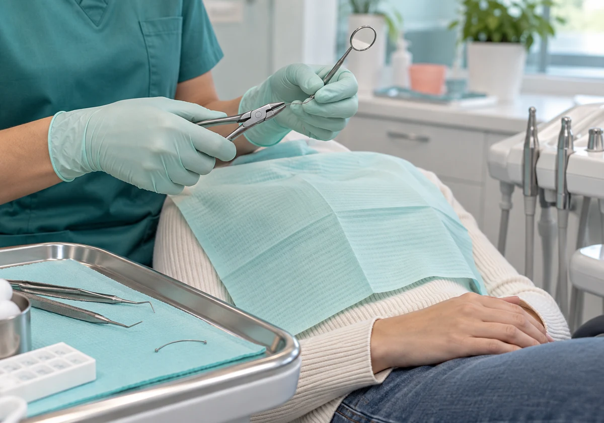 Broken braces or wire guide from an emergency dentist