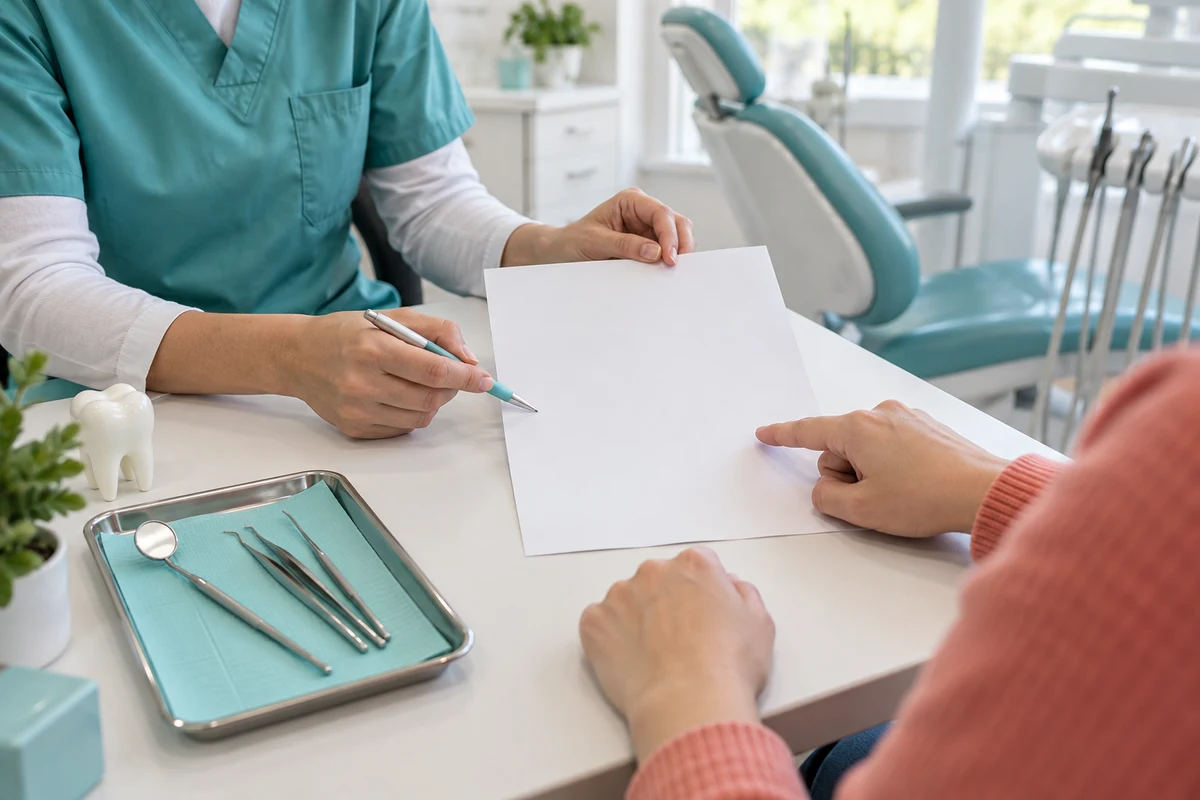 Dentist checking a bonded tooth after broken tooth repair