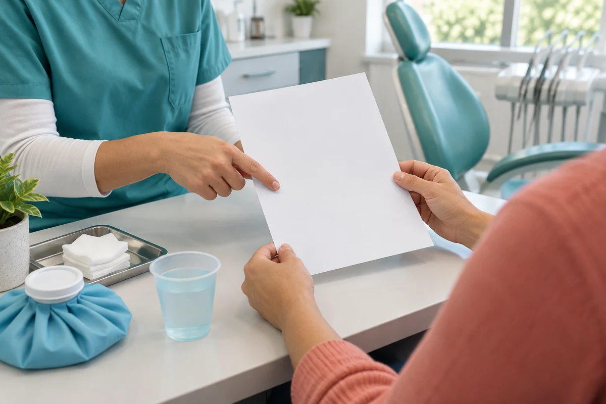 Oral surgeon explaining recovery after emergency surgery
