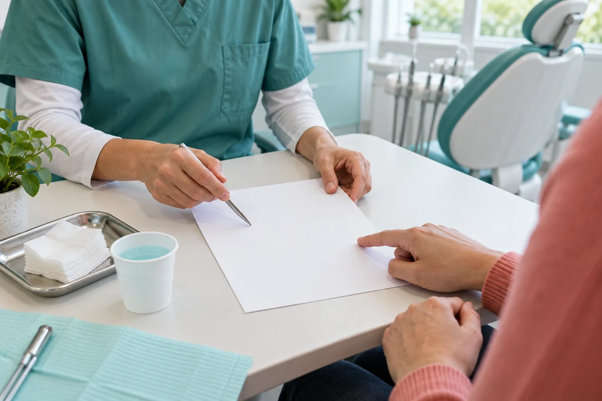 Dentist explaining aftercare after an emergency root canal